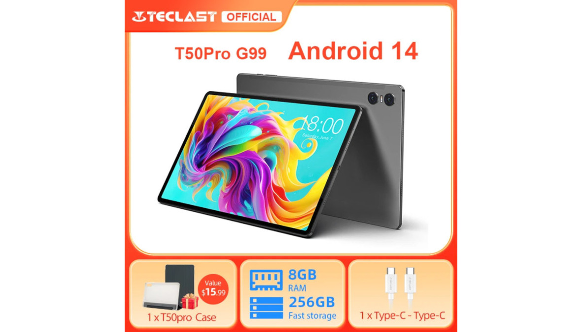 Android tablet 8GB RAM 256GB ROM, Teclast T50Pro